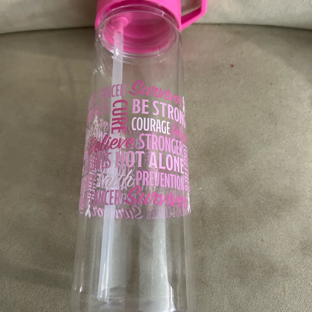 Gray and Pink Inspirational Pillow with Plastic Water Bottle and Socks - Picture 5 of 6